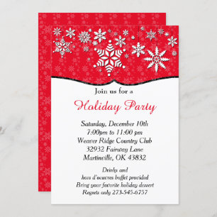 Red and White Snowflake Christmas Invitation