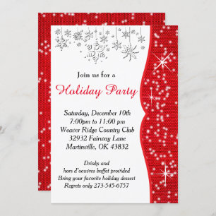 Red and White Snowflake Christmas Invitation