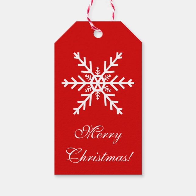 Red And White Snowflake Gift Tags (Front)