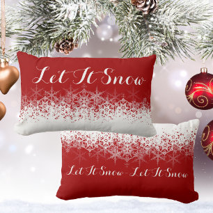 Red and White, Snowflake, Let It Snow, Lumbar Cushion