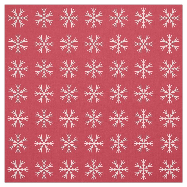 Red and White Snowflake Pattern Fabric (Swatch)