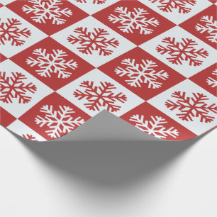 Red and White Snowflake Pattern Wrapping Paper