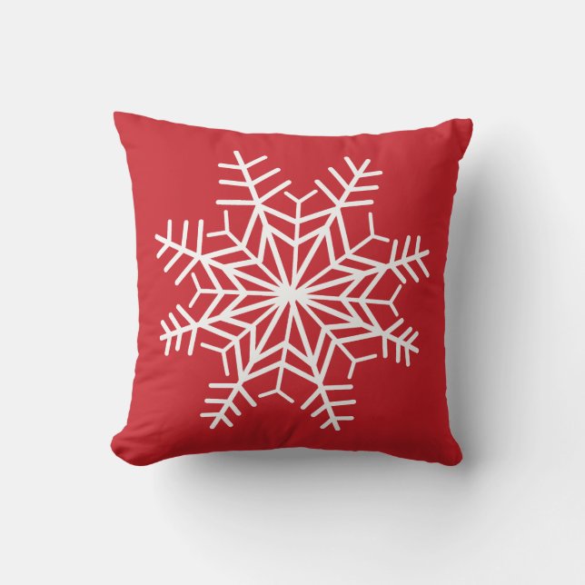 Red and White Snowflake Pillow (Front)