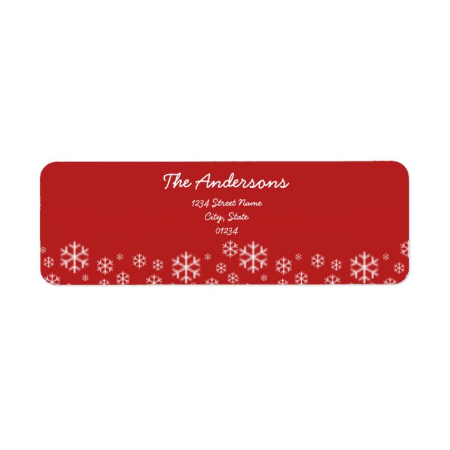 Red and White Snowflake Return Address Labels (Front)