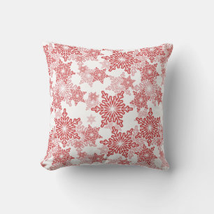 Red and White Snowflake Seamless Pattern Cushion