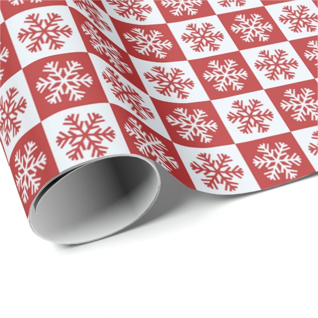 Red and White Snowflake Wrapping Paper (Roll Corner)