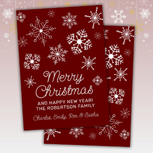 Red and White Snowflakes Christmas Holiday Card