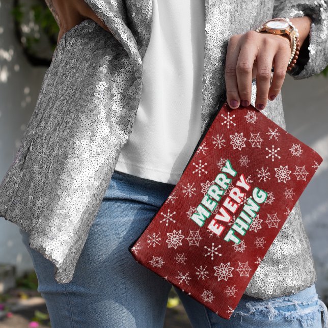 Red and White Snowflakes Merry Every Thing Accessory Pouch (Creator Uploaded)