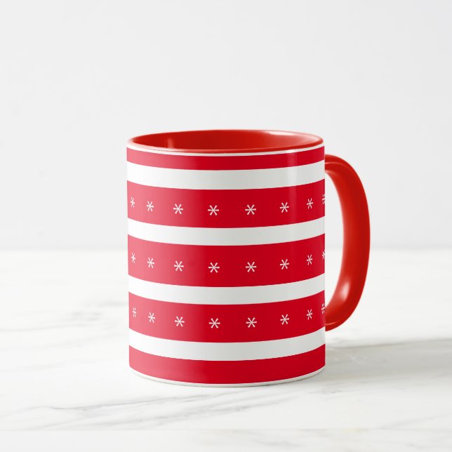 Red and white snowflakes mug (Front Right)