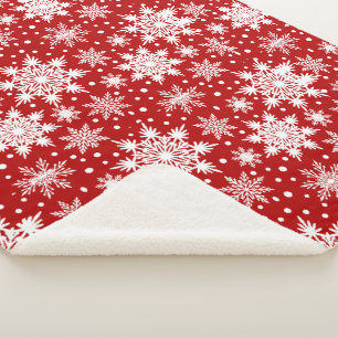 Red And White Snowflakes Seamless Pattern Sherpa Blanket