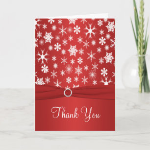 Red and White Snowflakes Thank You Card
