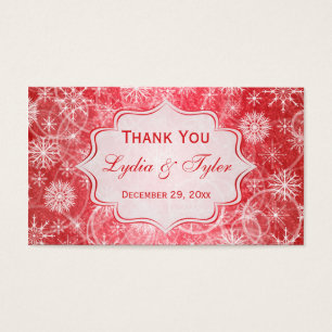 Red and White Snowflakes Wedding Favour Tag