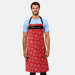 Red and White Snowflakes, Your name, Personalise Apron