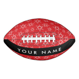 Red and White Snowflakes, Your name, Personalise Football