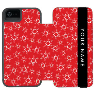 Red and White Snowflakes, Your name, Personalise Incipio Watson™ iPhone 5 Wallet Case