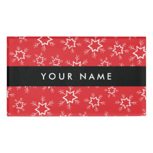 Red and White Snowflakes, Your name, Personalise Name Tag