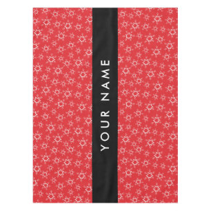 Red and White Snowflakes, Your name, Personalise Tablecloth
