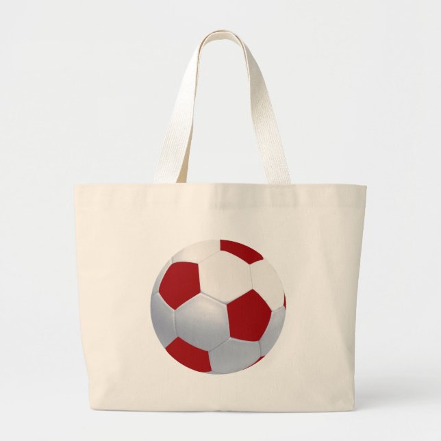 Red and White Soccer Ball Canvas Bag (Front)