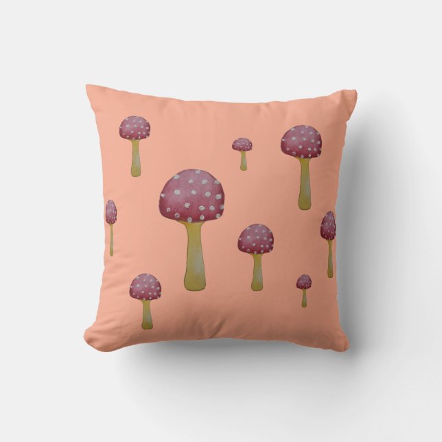 Red and white spotted mushroom cushion (Front)