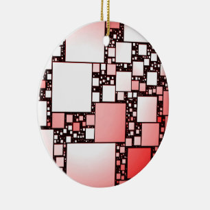 Red and White Square Dancing Ceramic Ornament