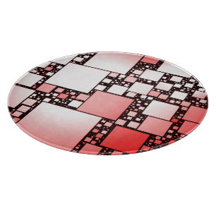 Red and White Square Dancing Round Chopping Board
