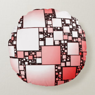 Red and White Square Dancing Round Cushion