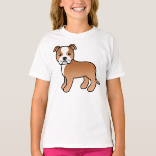 Red And White Staffordshire Bull Terrier Dog T-Shirt