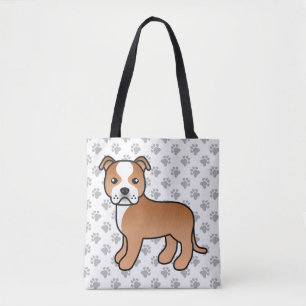 Red And White Staffordshire Bull Terrier Dog Tote Bag