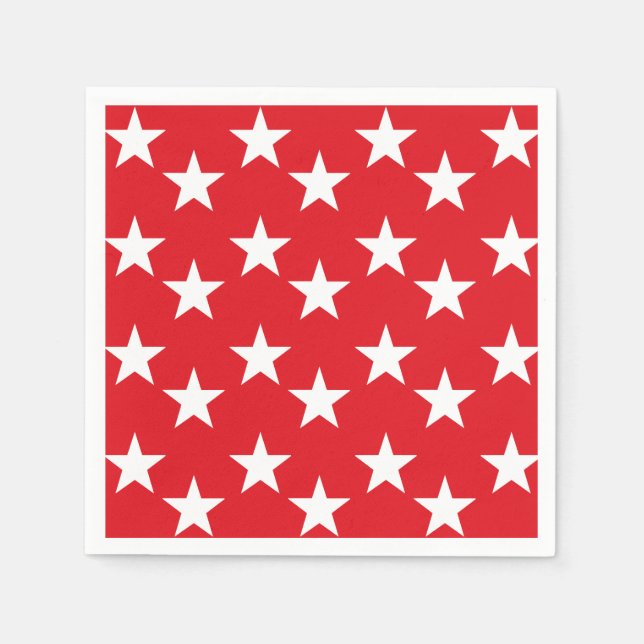 Red and White Star Print Paper Napkins (Front)