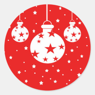 Red and White Stars Bauble Christmas Envelope Seal