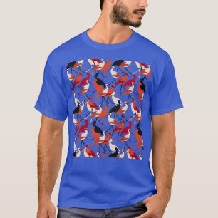 Red and White Stork Birds Seamless Pattern  T-Shirt