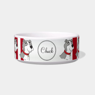 Red and White Stripe and Pitbull - DIY Name Bowl