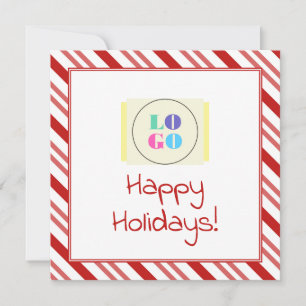 Red and White Stripe Christmas Card with Logo