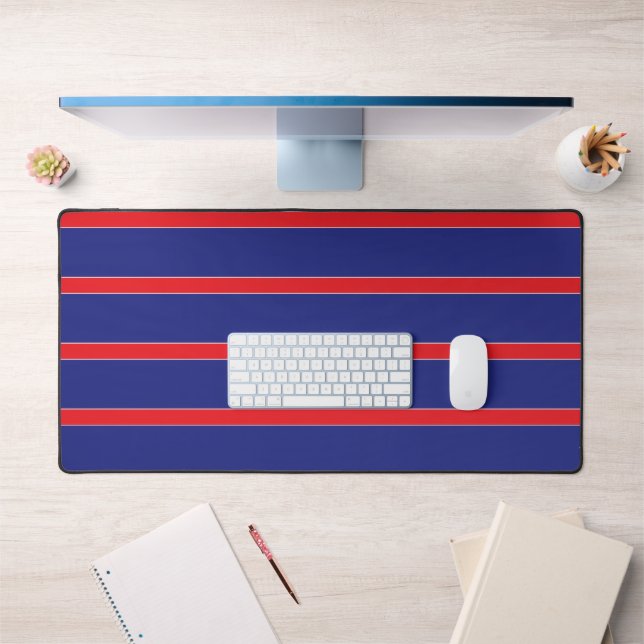 Red and white stripe on navy blue desk mat (Office 1)
