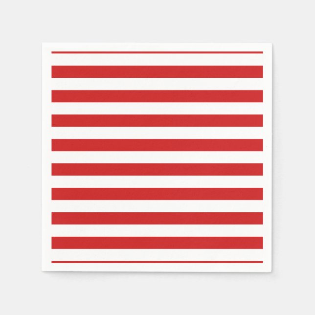 Red and White Stripe Pattern Napkin (Front)