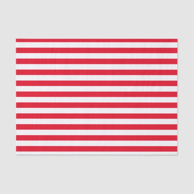 Red and White Stripe Pattern Tissue Paper (Front)