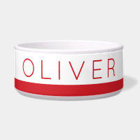 Red and White Stripe Personalised Dog Food + Water