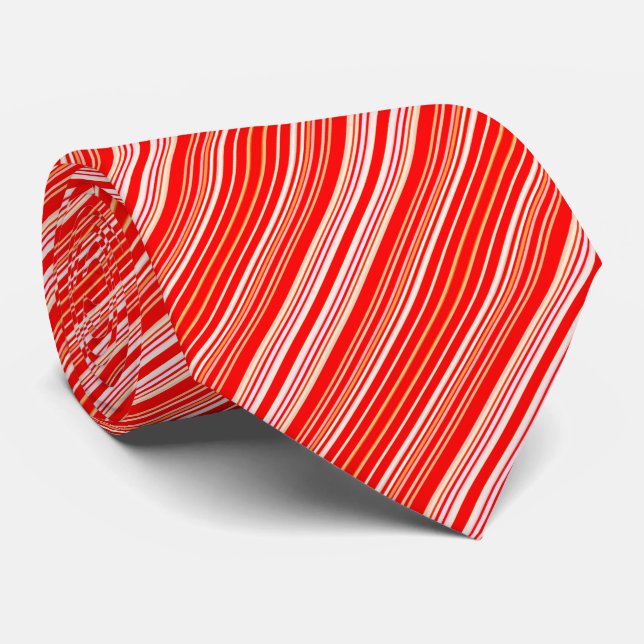 Red and White Stripe Tie (Rolled)