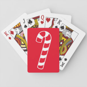 Red And White Striped Christmas Candy Cane Playing Cards