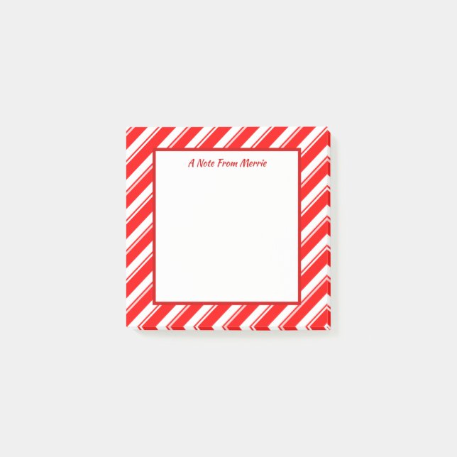 Red and White Striped Custom Square Post-Its Post-it Notes (Front)