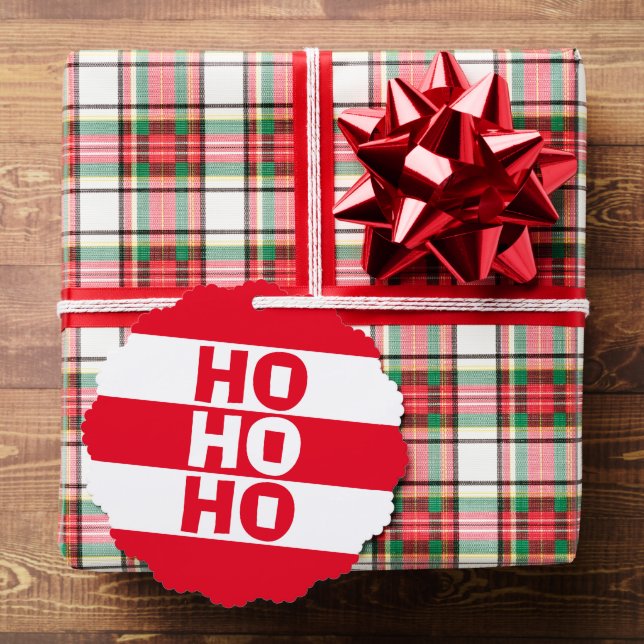 Red and White Striped “Ho Ho Ho” Tree Decoration Card (Insitu (Gift))