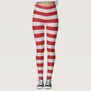 Red And White Striped Leggings