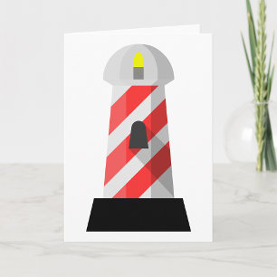 Red and White Striped Lighthouse Card