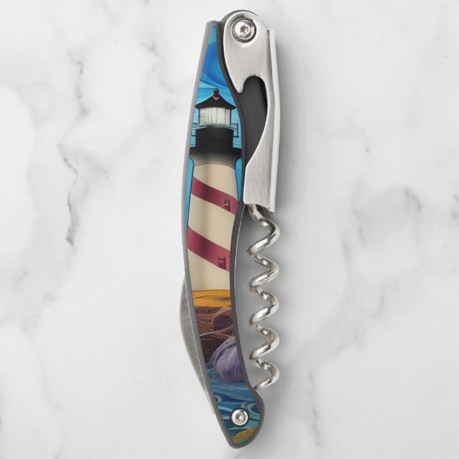 red and white striped lighthouse corkscrew (Back)
