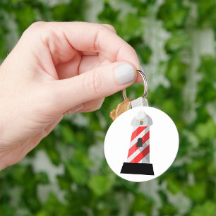 Red and White Striped Lighthouse Key Ring