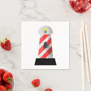 Red and White Striped Lighthouse Napkin