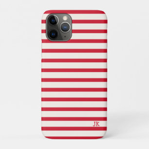 Red and White Striped Personalized Initials Case-Mate iPhone Case