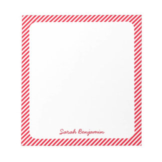 Red And White Striped Santa's List Minimal Elegant Notepad