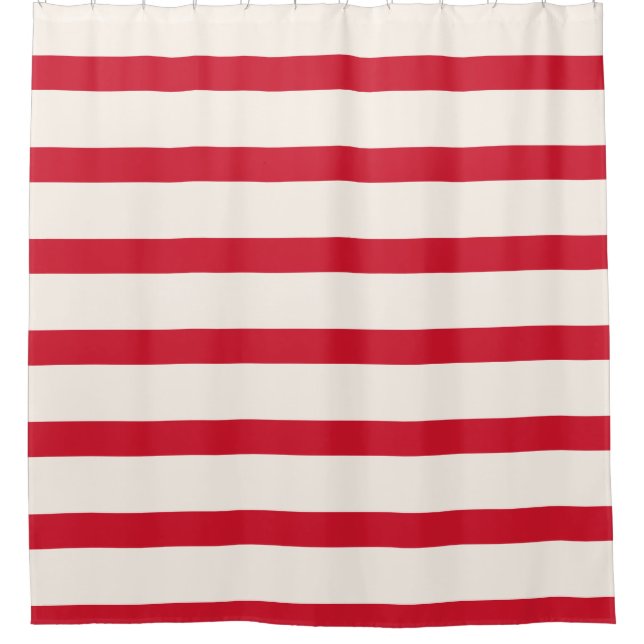 Red and White Striped Shower Curtain (Front)