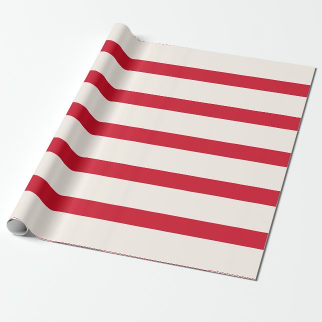 Red and White Striped Shower Curtain Wrapping Paper (Unrolled)